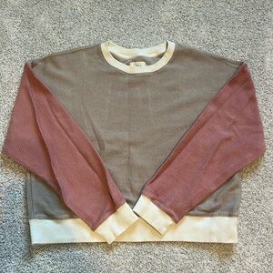 Thread and supply cute beige & pink fall crewneck